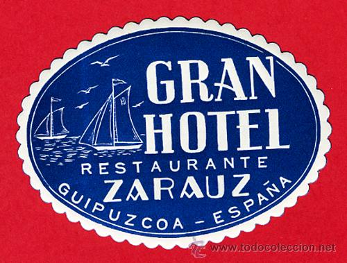 Etiquetas antiguas: ETIQUETA HOTEL -  HOTEL  NAUTICO PLAYA  -ZARAUZ -GUIPUZCOA-   OVAL
