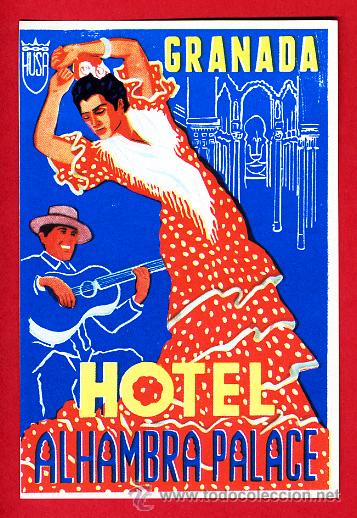 Etiquetas antiguas: ETIQUETA  HOTEL-ESPA&Ntilde;A--HOTEL ALHANBRA PALAS A&Ntilde;OS 60 TERCER TIPO--110X 75 mm-