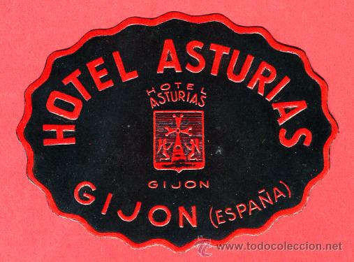 Etiquetas antiguas: ETIQUETA HOTEL-ESPA&Ntilde;A- HOTEL ASTURIAS- GIJON -ASTURIAS OVAL 75 mm-SECO