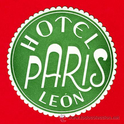 Etiquetas antiguas: ETIQUETA HOTEL-ESPA&Ntilde;A-HOTEL  PARIS - VERDE-LEON- DIAMETRO  70 mm-