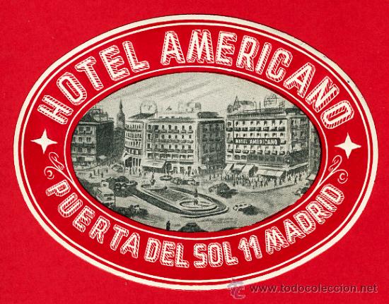 Etiquetas antiguas: ETIQUETA-  HOTEL-ESPA&Ntilde;A -  HOTEL  PUERTA DEL SOL -OVAL   115 mm   MADRID