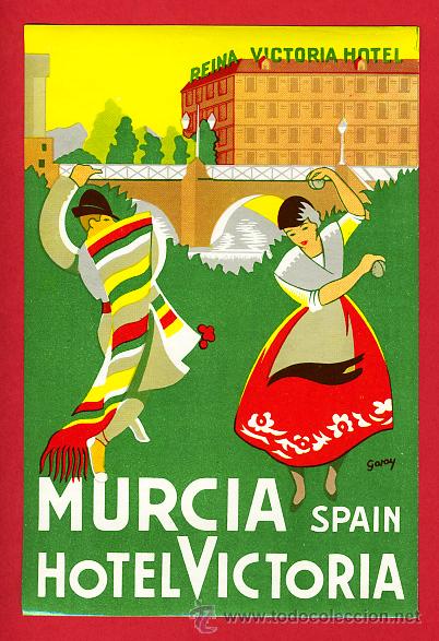 Etiquetas antiguas: ETIQUETA  HOTEL-ESPA&Ntilde;A -HOTEL  VICTOTIA 2&ordm;s-EDICIONES MURCIA