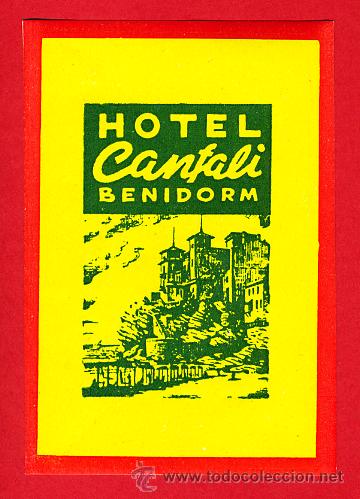 Etiquetas antiguas: ETIQUETA HOTEL-ESPA&Ntilde;A--HOTEL CANFALI-BENIDORM-ALICANTE MEDIDAS 65X-95mm-