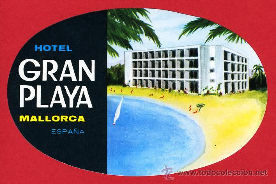 Etiquetas antiguas: ETIQUETA HOTEL - ESPA&Ntilde;A- HOTEL GRAN PLAYA- - MALLORCA- OVAL 130 mm BALEARES