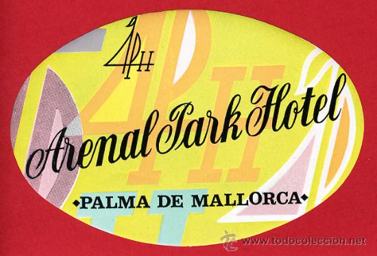 Etiquetas antiguas: ETIQUETA HOTEL - HOTEL ARENAL PARK-ESPA&Ntilde;A- PALMA DE MALLORCA - MALLORCA- OVAL 120 mm BALEARES