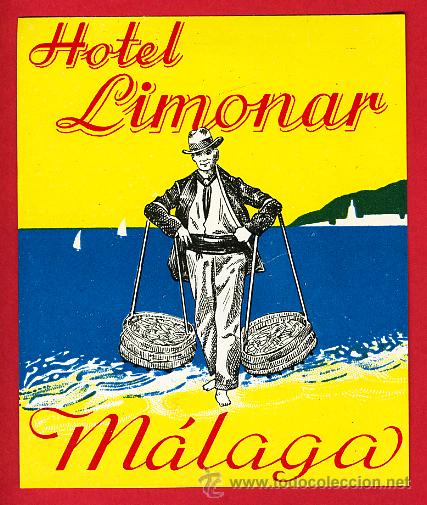 Etiquetas antiguas: ETIQUETA HOTEL-ESPA&Ntilde;A -HOTEL LIMONAR - 90X 100 mm- - MALAGA-