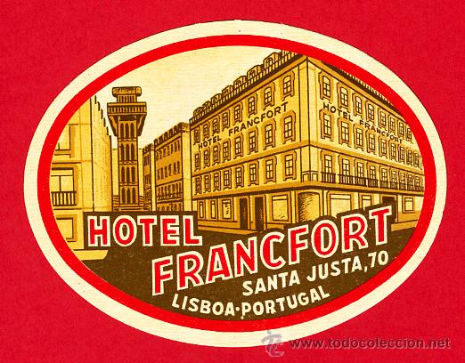 Etiquetas antiguas: ETIQUETA  HOTEL -HOTEL RANCFOERT - 70X90  mm- LISBOA- PORTUGAL -