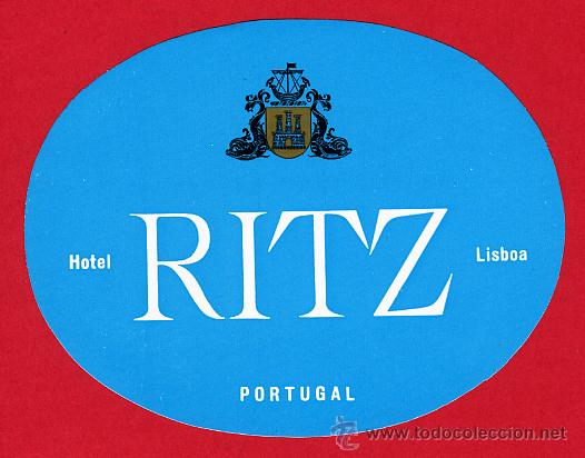 Etiquetas antiguas: ETIQUETA HOTEL - HOTEL RITZ -OVAL 100 mm -LISBOA -PORTUGAL