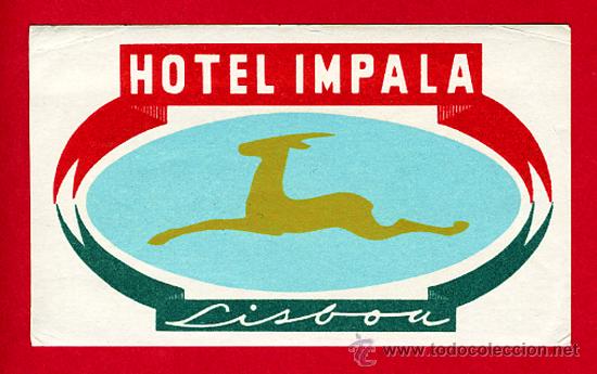 Etiquetas antiguas: Etiqueta Hotel   -  HOTEL IMPALA - LISBOA -PORTUGAL-MEDIDAS 90 X 55  mm -