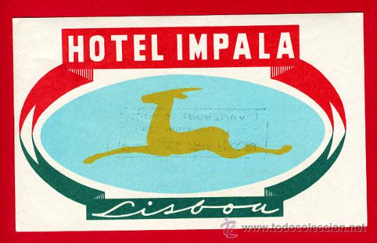 Etiquetas antiguas: Etiqueta Hotel - HOTEL IMPALA - LISBOA -PORTUGAL-MEDIDAS 120 X 75 mm -