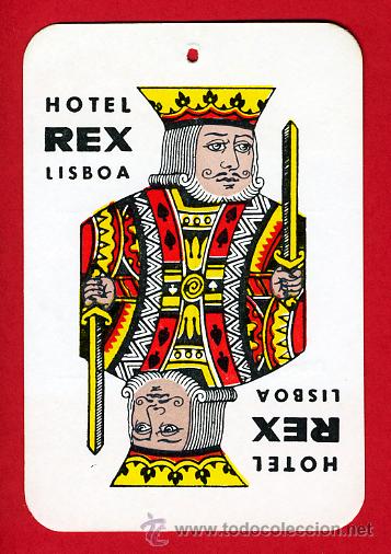 Etiquetas antiguas: Etiqueta Hotel   -  HOTEL  REX - LISBOA -PORTUGAL- RIGIDA COLGANTE DATADA-MEDIDAS   90X 60  mm -