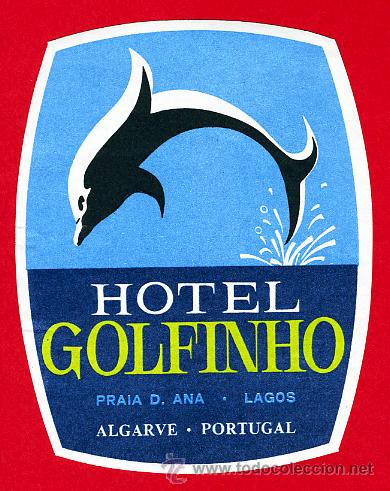 Etiquetas antiguas: ETIQUETA  HOTEL  -PORTUGAL-- HOTEL GOLFINHO -75X100 mm  -ALGARVE-