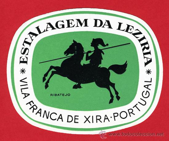 Etiquetas antiguas: ETIQUETA HOTEL-PORTUGAL-ESTALAGEM DA LEZIRIA -FRANCA DE XIRA- 110 mm -DATADA-