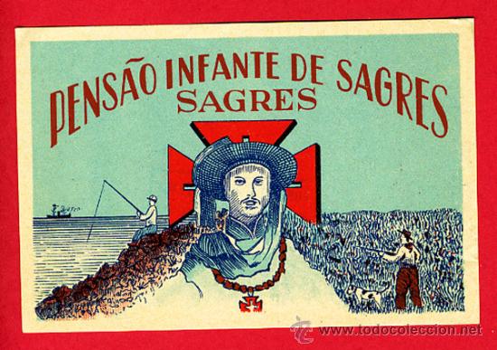 Etiquetas antiguas: ETIQUETA  HOTEL--PORTUGAL -PESAO INFANTE DE SAGRES   -SAGRES- 70X110 mm -