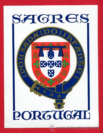 Etiquetas antiguas: Etiqueta Hotel - PORTUGAL-POUSADA DO INFANTE -SAGRES- - DIAMETRO 100 X 85 mm -PORTUGAL