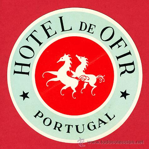Etiquetas antiguas: Etiqueta Hotel-PORTUGAL - - HOTEL DE OFIR   - DIAMETRO  8 3 mm  -PORTUGAL -