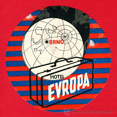 Etiquetas antiguas: Etiqueta Hotel   -  HOTEL  EUROPA -BRNO- DIAMETRO 100 mm -