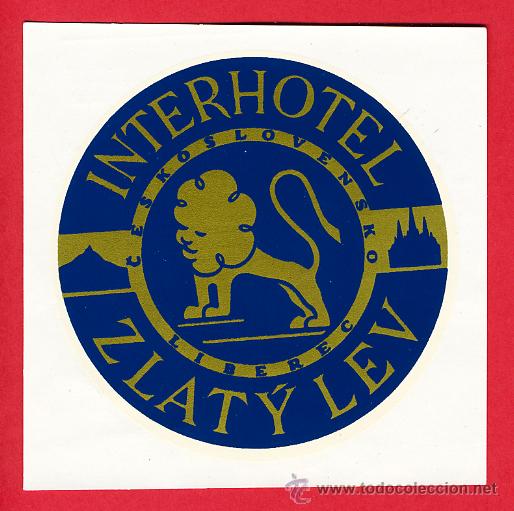 Etiquetas antiguas: Etiqueta Hotel   -  HOTEL  INTERHOTEL ZLAT&Yacute; LEV- 90X90 mm-CHESCOLOVAQUIA-Ceskoslovensko