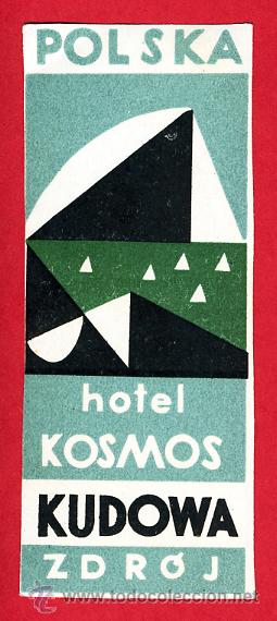 Etiquetas antiguas: Etiqueta Hotel   -  HOTEL KOSMOS -35X90  KUDOWA ZDROJ--POLONIA-