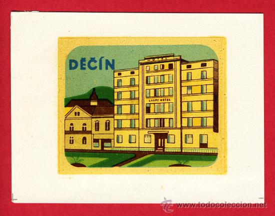 Etiquetas antiguas: Etiqueta Hotel  -POLONIA -  HOTEL   DECIN-  95X72 mm