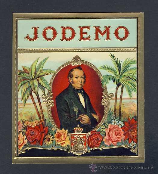 Etiquetas antiguas: Bonita etiqueta en relieve de tabaco JODEMO (tabacofilia)