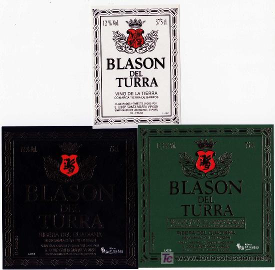Etichette antiche: ETIQUETA VINO BLASON DEL TURRA - SANTA MARTA DE LOS BARROS (BADAJOZ)