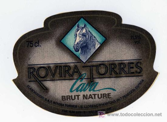 Etichette antiche: ETIQUETA CAVA ROVIRA TORRES (CABALLO) - S.LLORENC D&acute;HORTONS (BARCELONA)
