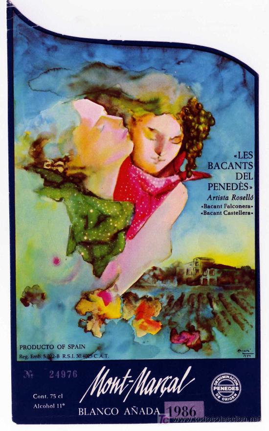 Alte Etiketten: ETIQUETA VINO MONT MAN,AL (MUJERES MODERNISTAS) - CATALU&Ntilde;A