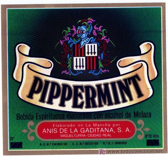 Alte Etiketten: ETIQUETA PIPPERMINT - ANIS DE LA GADITANA - MIGUELTURRA (CIUDAD REAL)