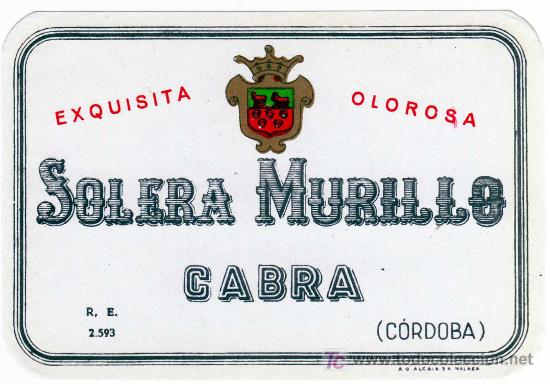 Alte Etiketten: ETIQUETA SOLERA MURILLO - CABRA (CORDOBA)