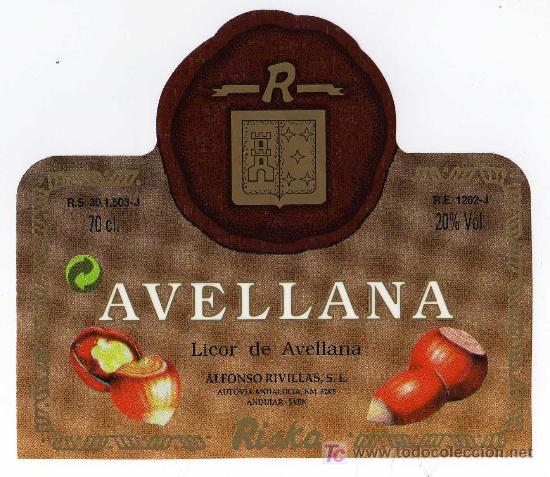Etichette antiche: ETIQUETA LICOR DE AVELLANA - ALFONSO RIVILLAS - ANDUJAR (JAEN)
