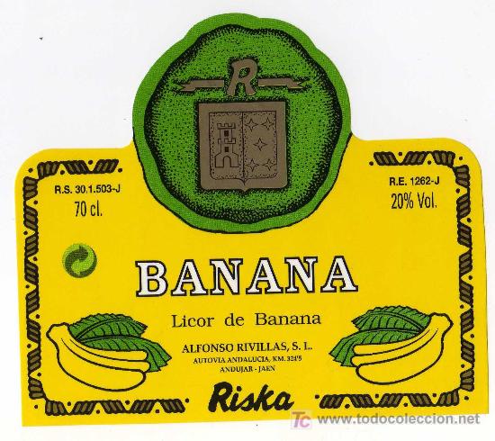 Etichette antiche: ETIQUETA LICOR DE BANANA - ALFONSO RIVILLAS - ANDUJAR (JAEN)