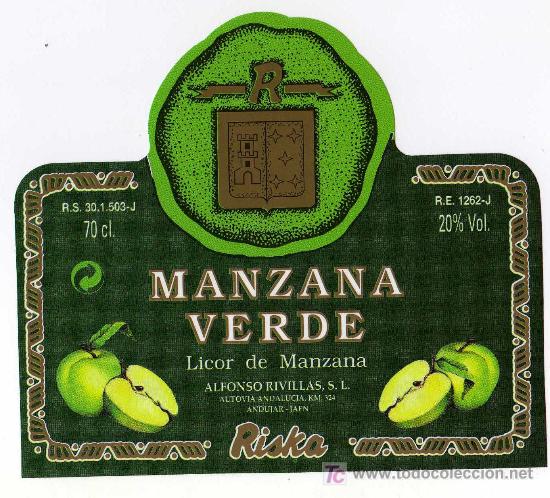 Etichette antiche: ETIQUETA LICOR DE MANZANA - ALFONSO RIVILLAS - ANDUJAR (JAEN)