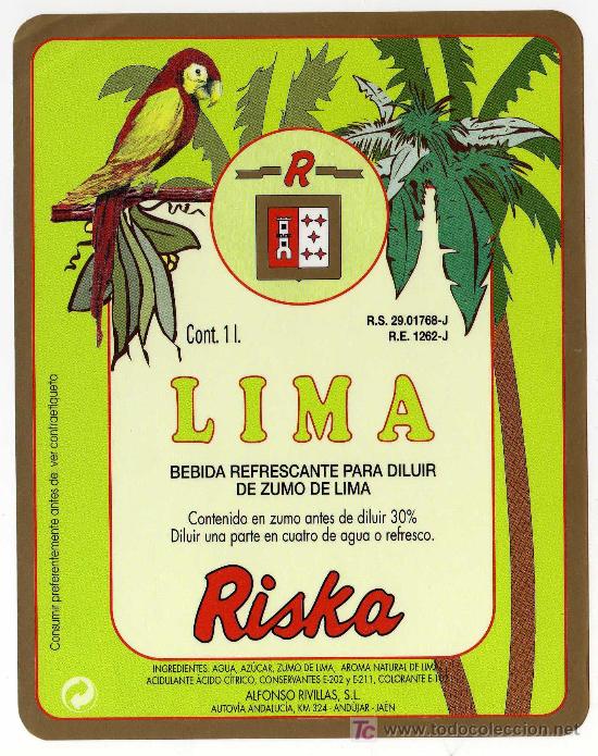 Etichette antiche: ETIQUETA BEBIDA REFRESCANTE LIMA (PAJARO) - ALFONSO RIVILLAS - ANDUJAR (JAEN)