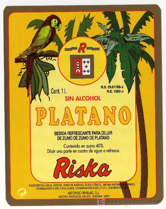 Etichette antiche: ETIQUETA BEBIDA REFRESCANTE PLATANO (PAJARO) - ALFONSO RIVILLAS - NDUJAR (JAEN)