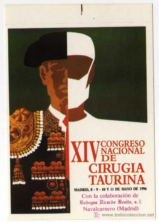 Etichette antiche: ETIQUETA XIV CONGRESO NACIONAL DE CIRUGIA TAURINA - BODEGAS RICARDO BENITO - NAVALCARNERO (MADRID)
