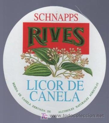 Old Labels: ETIQUETA DE LICOR DE CANELA RIVES SCHNAPPS. RIVES.