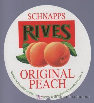 Old Labels: ETIQUETA DE ORIGINAL PEACH RIVES SCHNAPPS. RIVES.