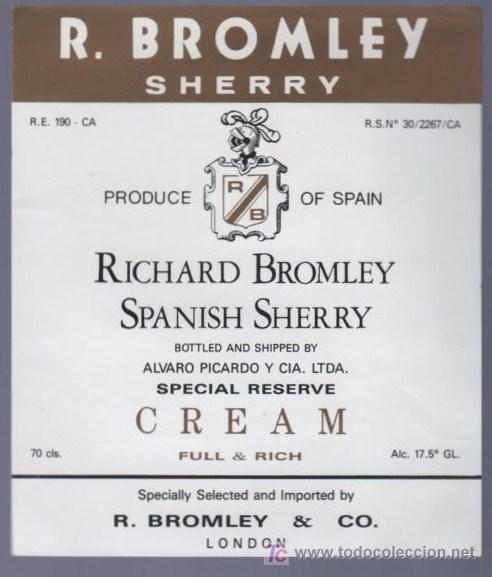 Etichette antiche: ETIQUETA DE CREAM. RICHARD BROMLEY Y CO. LONDRES. INGLATERRA.