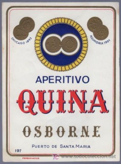 Etiquetas antiguas: ETIQUETA DE APERITINO QUINA. OSBORNE. PUERTO DE SANTA MARIA. CADIZ.