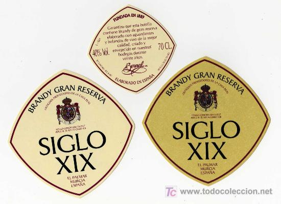 Etichette antiche: ETIQUETA BRANDY SIGLO XIX - EL PALMAR (MURCIA)
