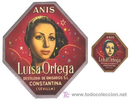Etichette antiche: BONITA ETIQUETA - ANIS LUISA ORTEGA - DESTILERIAS DE ANISADOS - CONSTANTINA (SEVILLA)