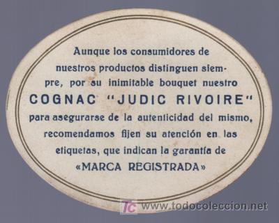 Etiquetas antiguas: ETIQUETA DE COGNAC JUDIC RIVOIRE. - Foto 1