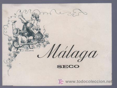 Alte Etiketten: ETIQUETA DE MALAGA SECO.