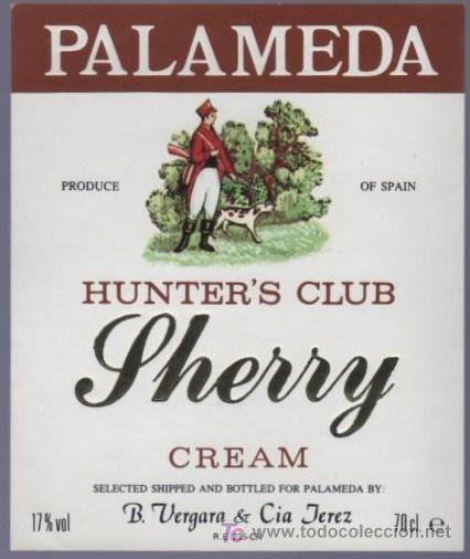 Old Labels: ETIQUETA DE HUNTER&acute;S CLUB SHERRY CREAM. B. VERGARA Y CIA. JEREZ. ESPA&Ntilde;A.