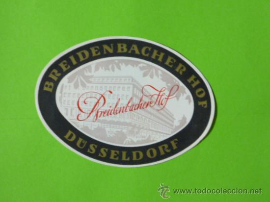Etiquetas antiguas: ETIQUETA HOTEL -ALEMANIA -D&uuml;sseldorf-&uml;BREIDENBACHER- ETIQUETA ANTERIOR AL 1940