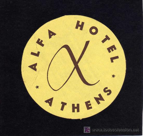 Etiquetas antiguas: ETIQUETA DE HOTEL - ALFA HOTEL  - ATHENS  - GRECIA.