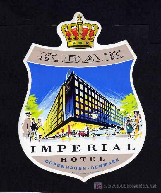 Etiquetas antiguas: ETIQUETA DE HOTEL -  HOTEL IMPERIAL - COPENHAGEN -  DINAMARCA