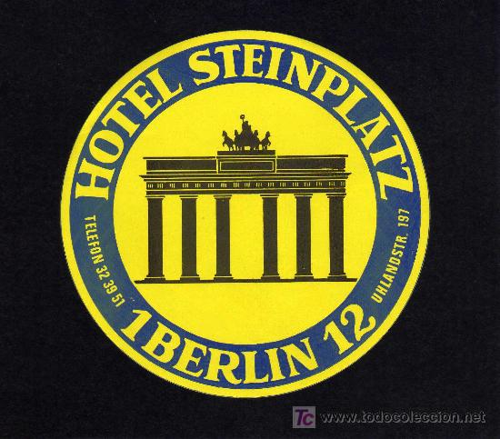 Etiquetas antiguas: ETIQUETA DE HOTEL -   HOTEL STEINPLATZ -  BERLIN - ALEMANIA.
