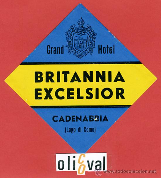 Etiquetas antiguas: ETIQUETA HOTEL -HOTEL BRITANNIA EXCELSIOR- 95X 95 mm.-HUECO-